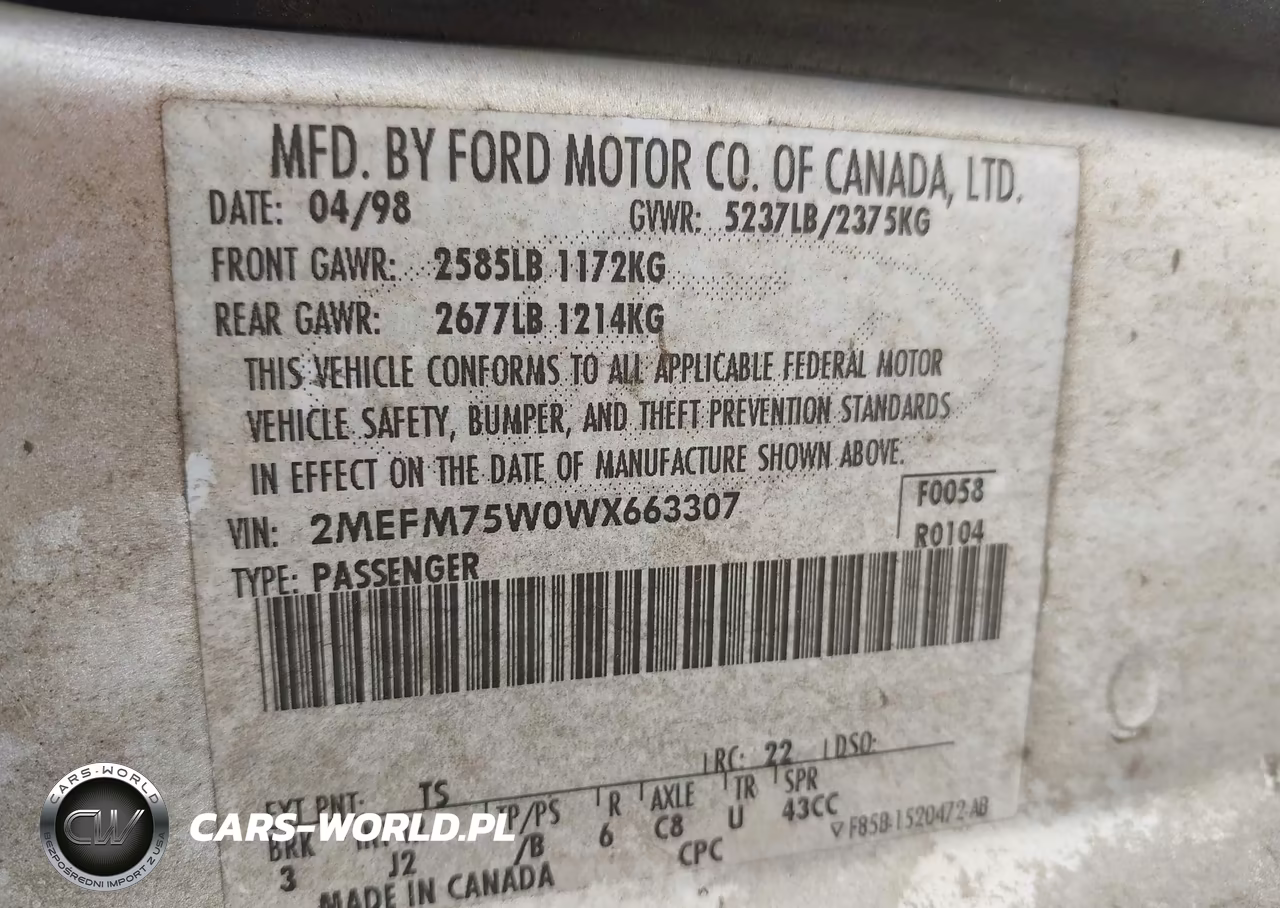 1998 Mercury Grand Marquis VIN:2MEFM75W0WX663307 - 9