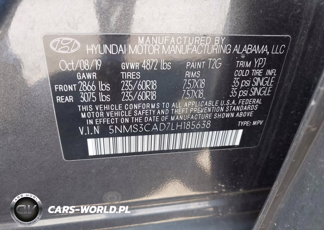 2020 Hyundai Santa Fe Sel VIN:5NMS3CAD7LH185638 - 9