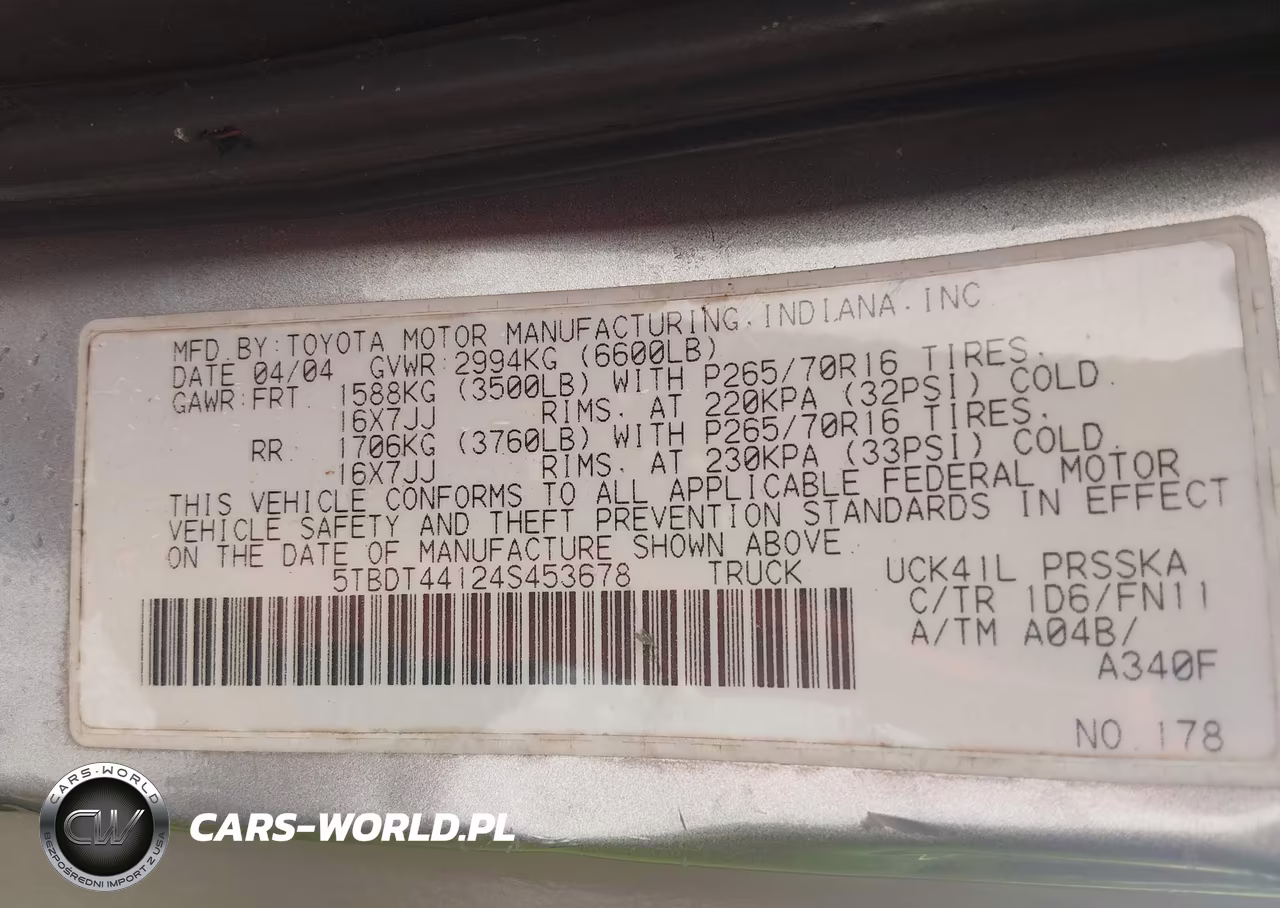 2004 Toyota Tundra Sr5 V8 VIN:5TBDT44124S453678 - 9