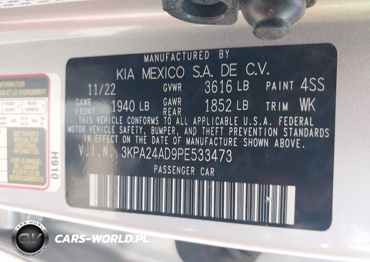 2023 Kia Rio Lx VIN:3KPA24AD9PE533473 - 9