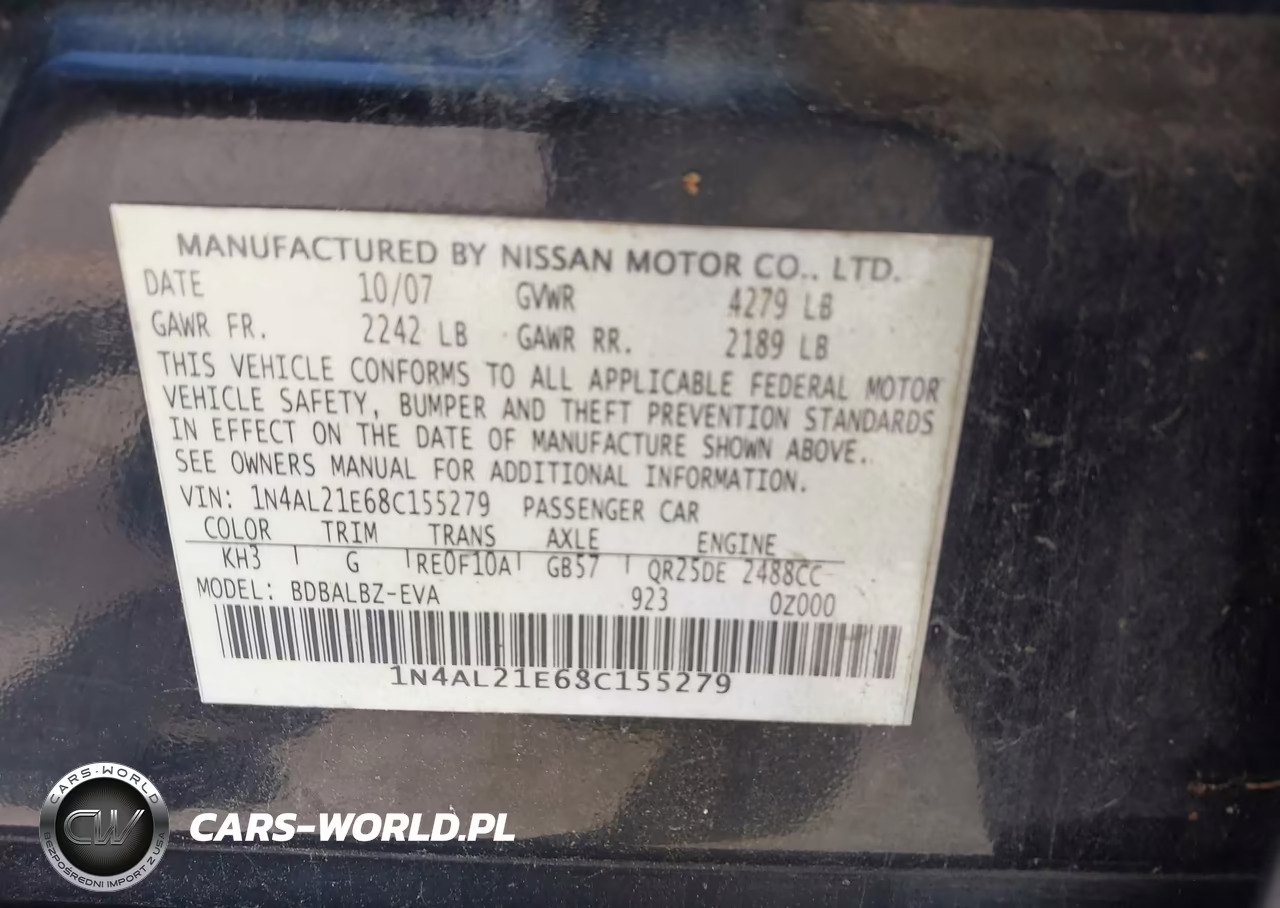2008 Nissan Altima 2.5 Sl VIN:1N4AL21E68C155279 - 9