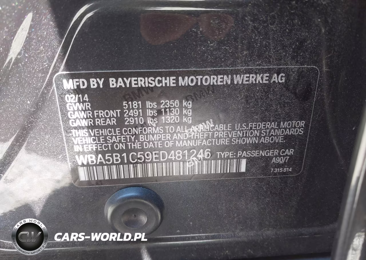 2014 BMW 535I VIN:WBA5B1C59ED481246 - 9