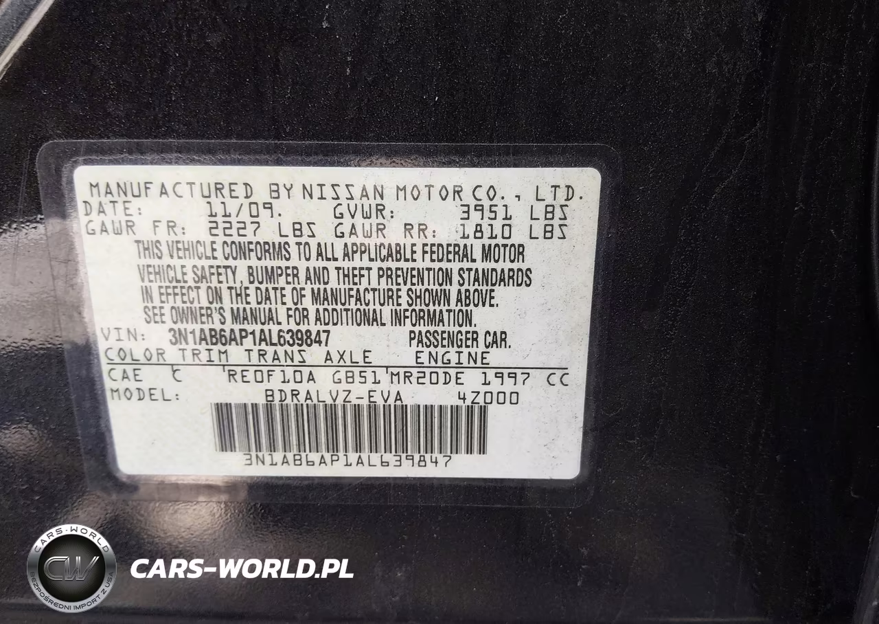 2010 Nissan Sentra 2.0Sl VIN:3N1AB6AP1AL639847 - 9
