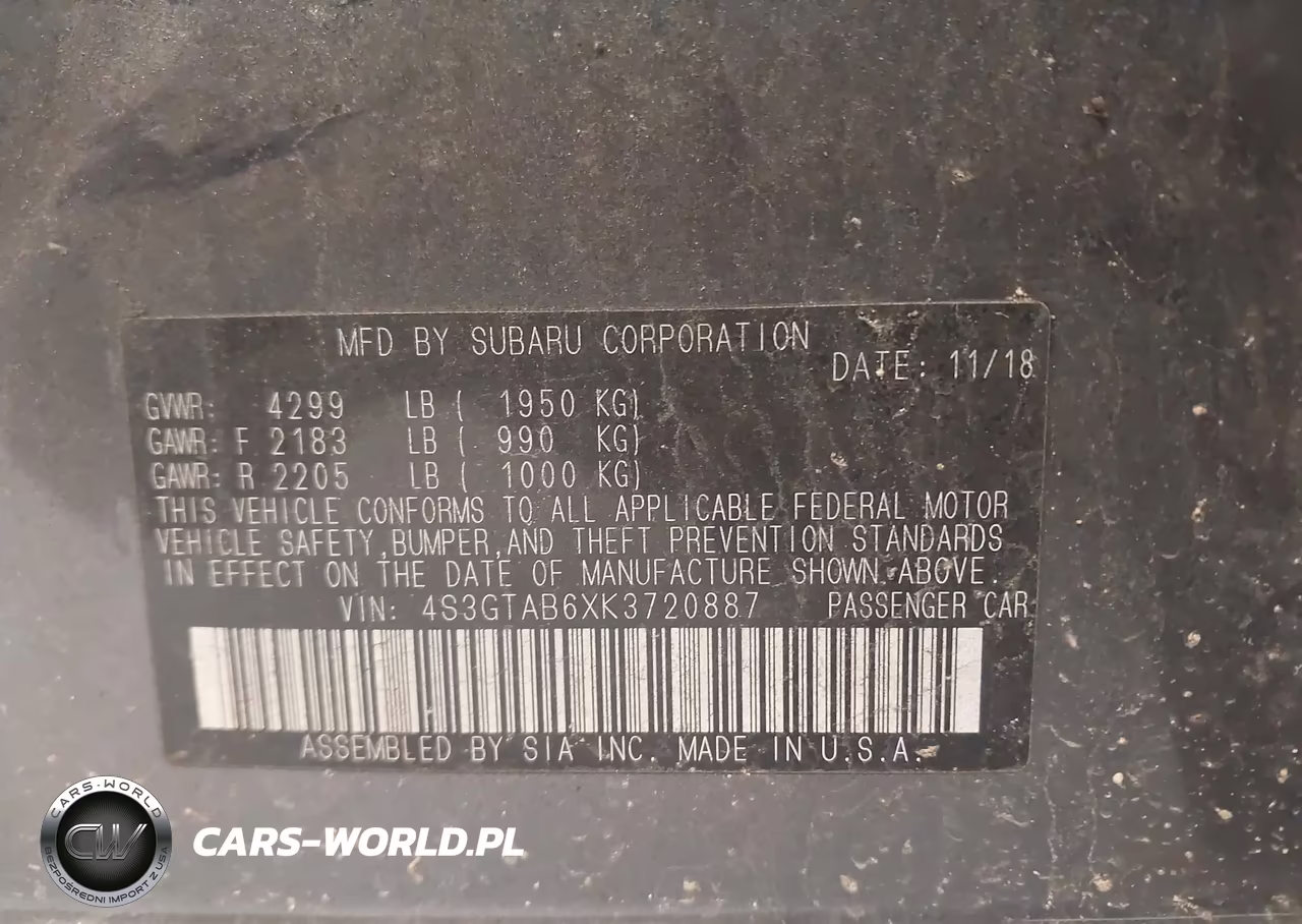2019 Subaru Impreza 2.0I VIN:4S3GTAB6XK3720887 - 9