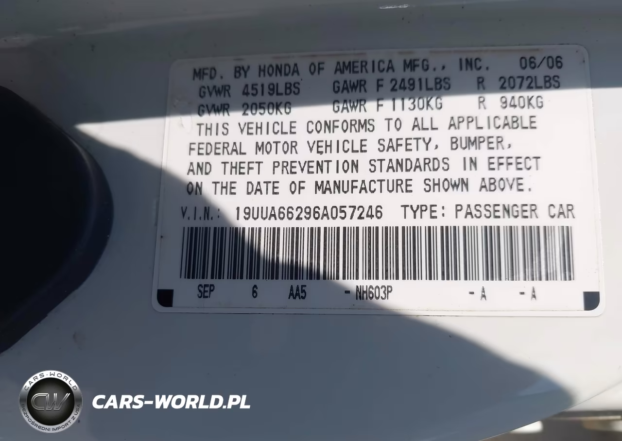 2006 Acura Tl VIN:19UUA66296A057246 - 9