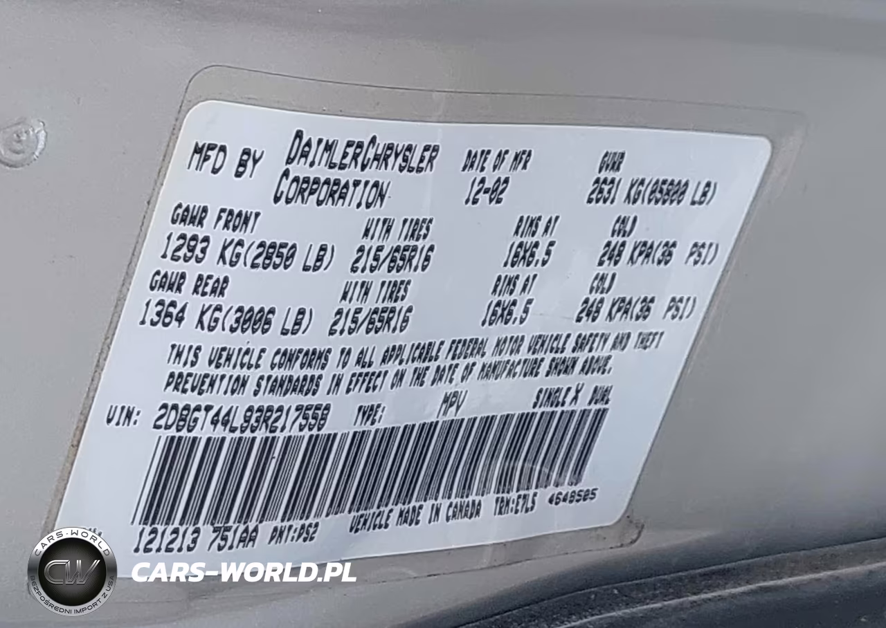 2003 Dodge Grand Caravan Sport VIN:2D8GT44L93R217558 - 9