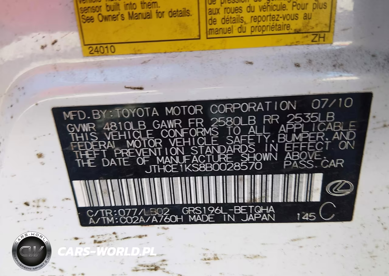 2011 Lexus Gs 350 VIN:JTHCE1KS8B0028570 - 9