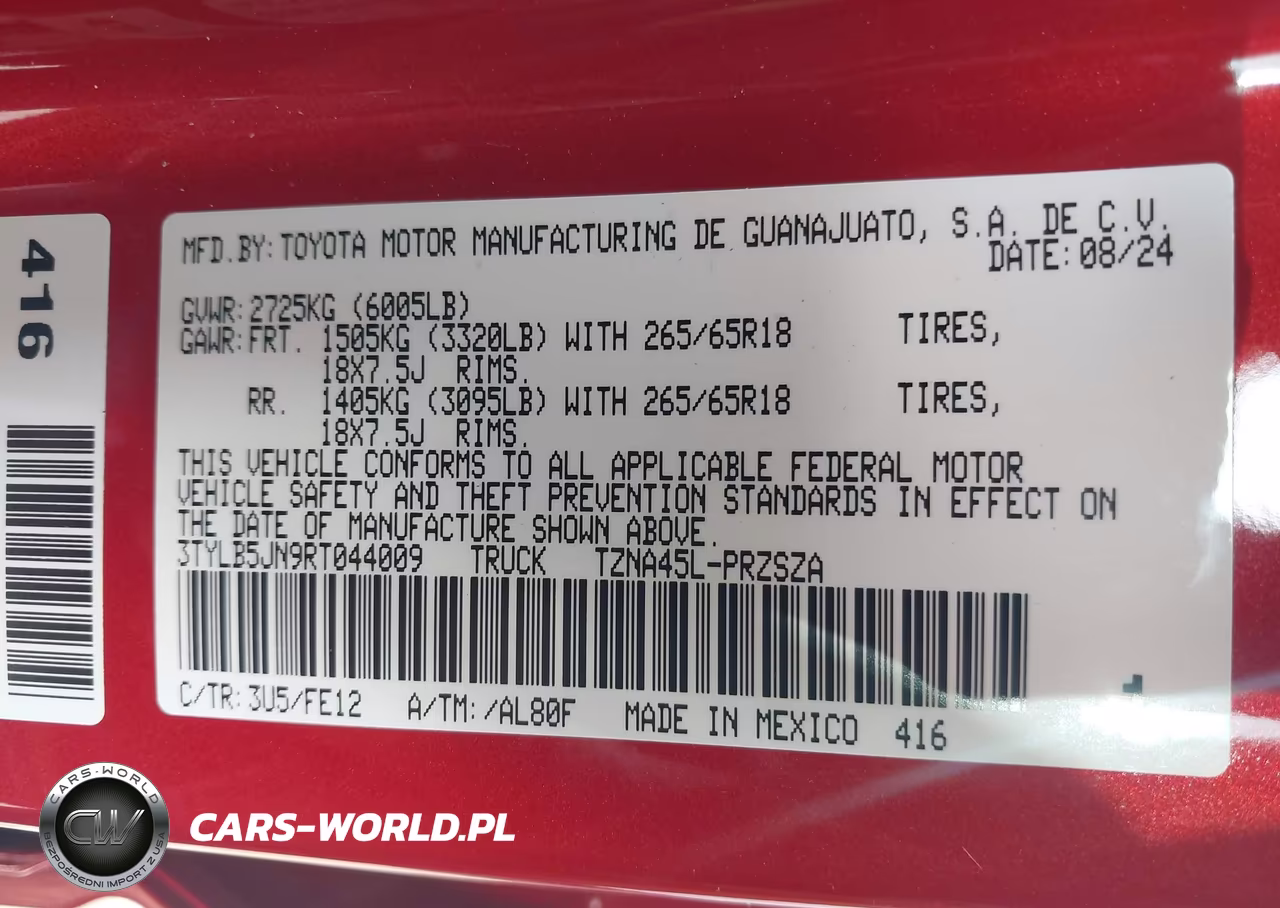 2024 Toyota Tacoma Trd Sport VIN:3TYLB5JN9RT044009 - 9