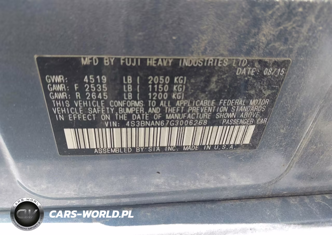 2016 Subaru Legacy 2.5I Limited VIN:4S3BNAN67G3006268 - 9