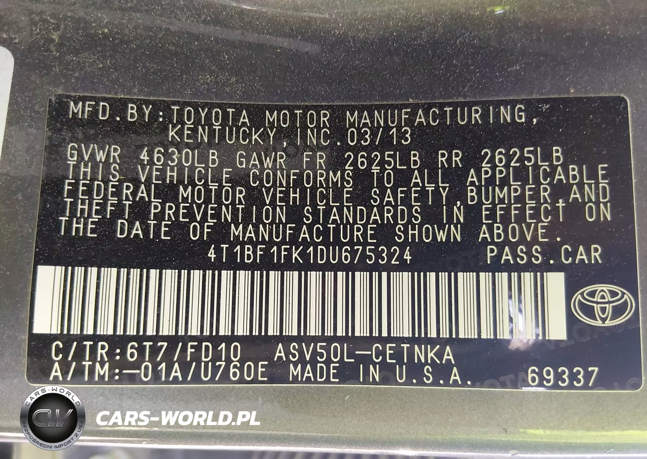 2013 Toyota Camry Le VIN:4T1BF1FK1DU675324 - 9