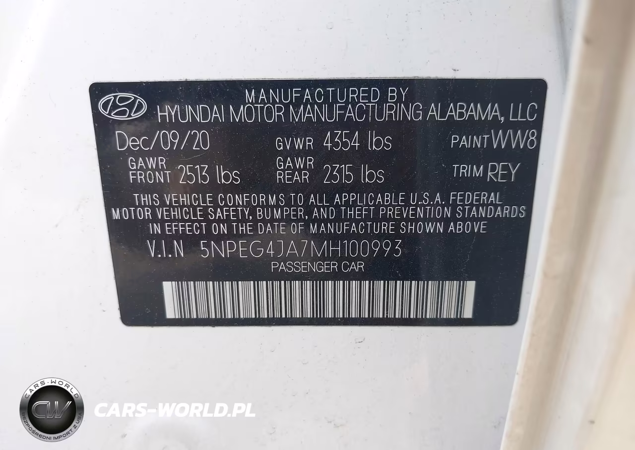 2021 Hyundai Sonata Se VIN:5NPEG4JA7MH100993 - 9