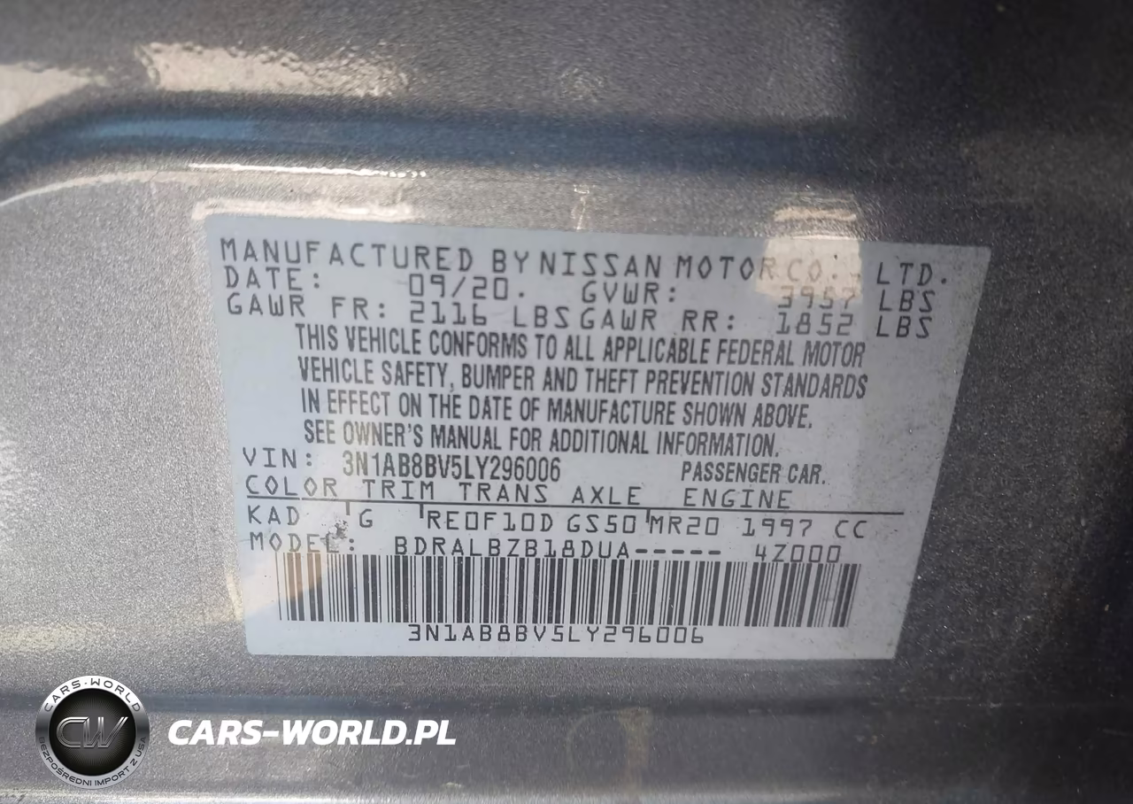 2020 Nissan Sentra S Xtronic Cvt VIN:3N1AB8BV5LY296006 - 9