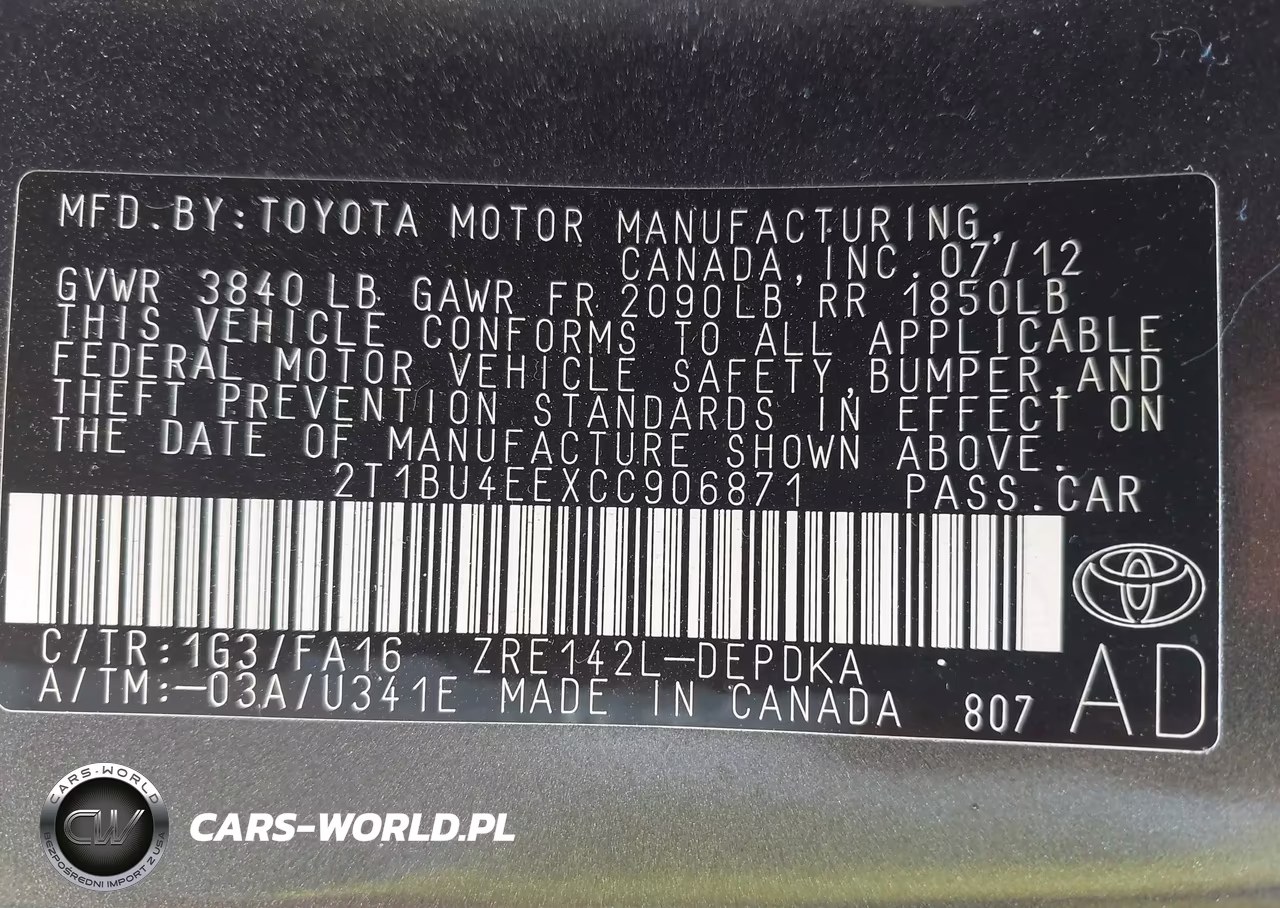 2012 Toyota Corolla L VIN:2T1BU4EEXCC906871 - 9