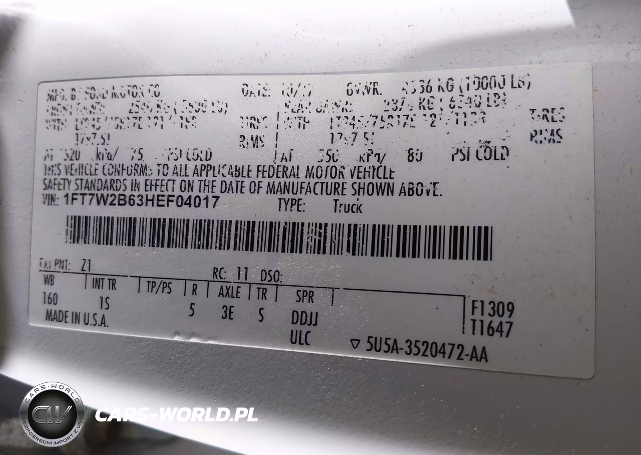 2017 Ford F-250 Xl VIN:1FT7W2B63HEF04017 - 9