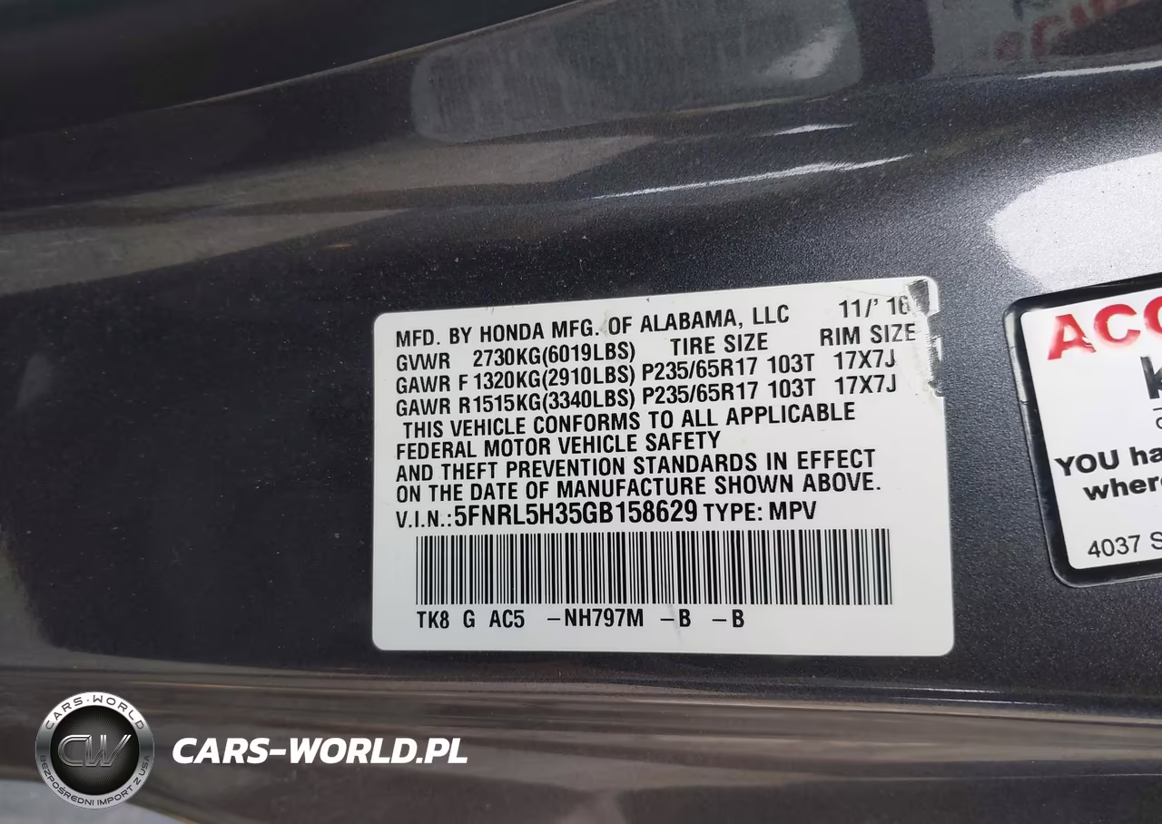 2016 Honda Odyssey Se VIN:5FNRL5H35GB158629 - 9