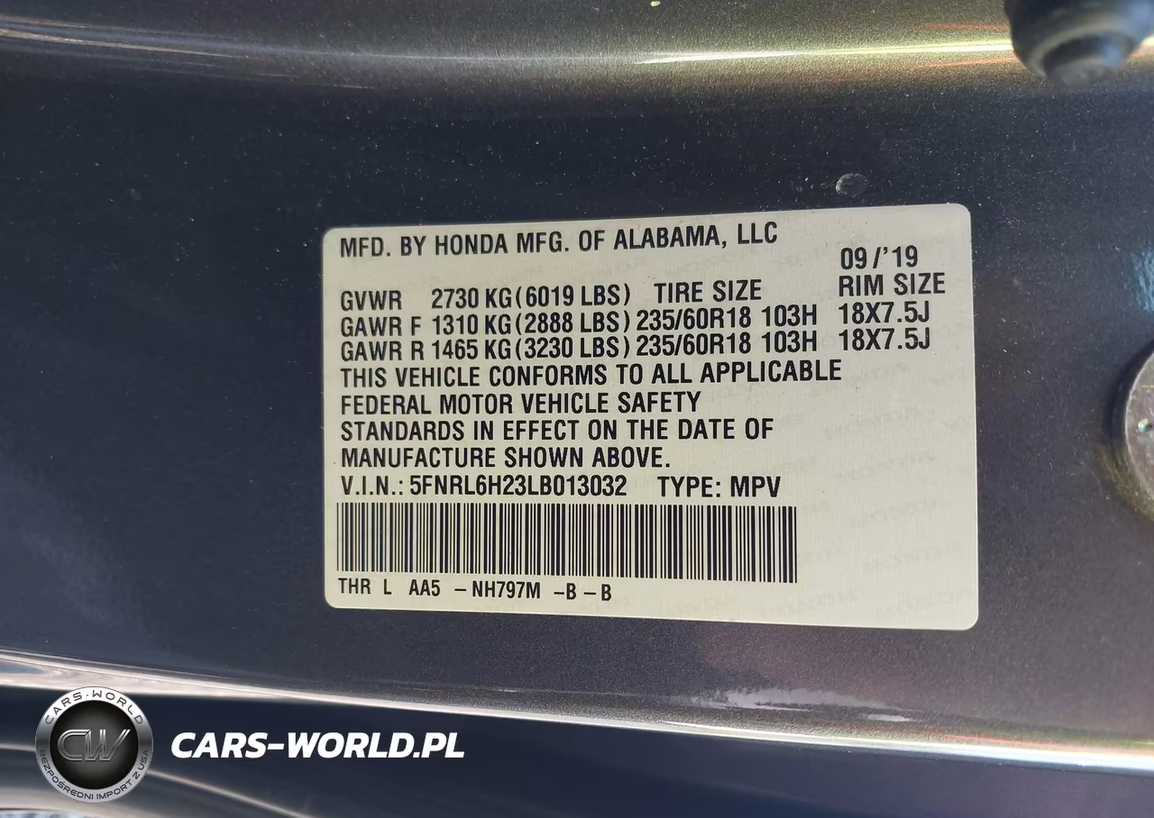 2020 Honda Odyssey Lx VIN:5FNRL6H23LB013032 - 9