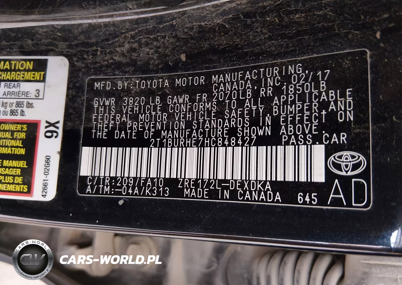 2017 Toyota Corolla L VIN:2T1BURHE7HC848427 - 9
