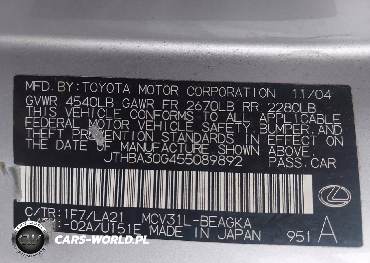 2005 Lexus Es 330 VIN:JTHBA30G455089892 - 9