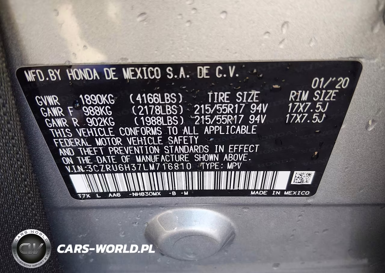 2020 Honda Hr-V Awd Lx VIN:3CZRU6H37LM716810 - 9