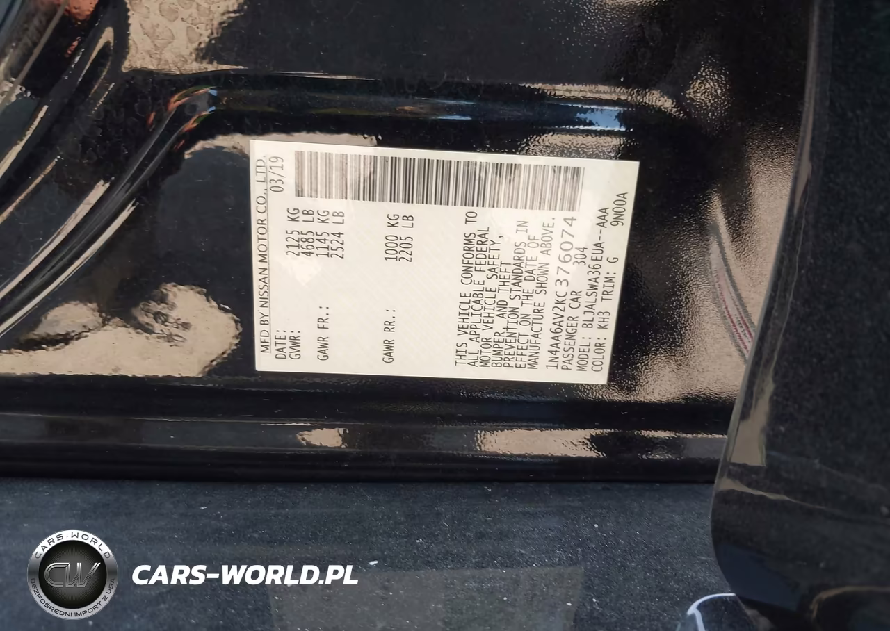2019 Nissan Maxima 3.5 Sr VIN:1N4AA6AV2KC376074 - 9