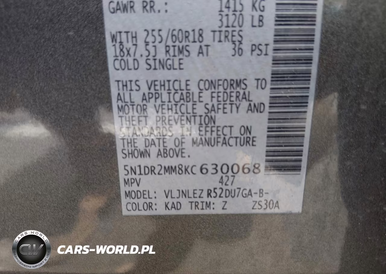 2019 Nissan Pathfinder Sv VIN:5N1DR2MM8KC630068 - 9
