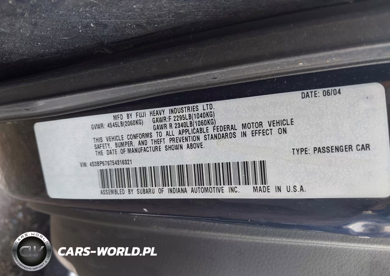 2005 Subaru Legacy 2.5Gt Limited VIN:4S3BP676754316321 - 9