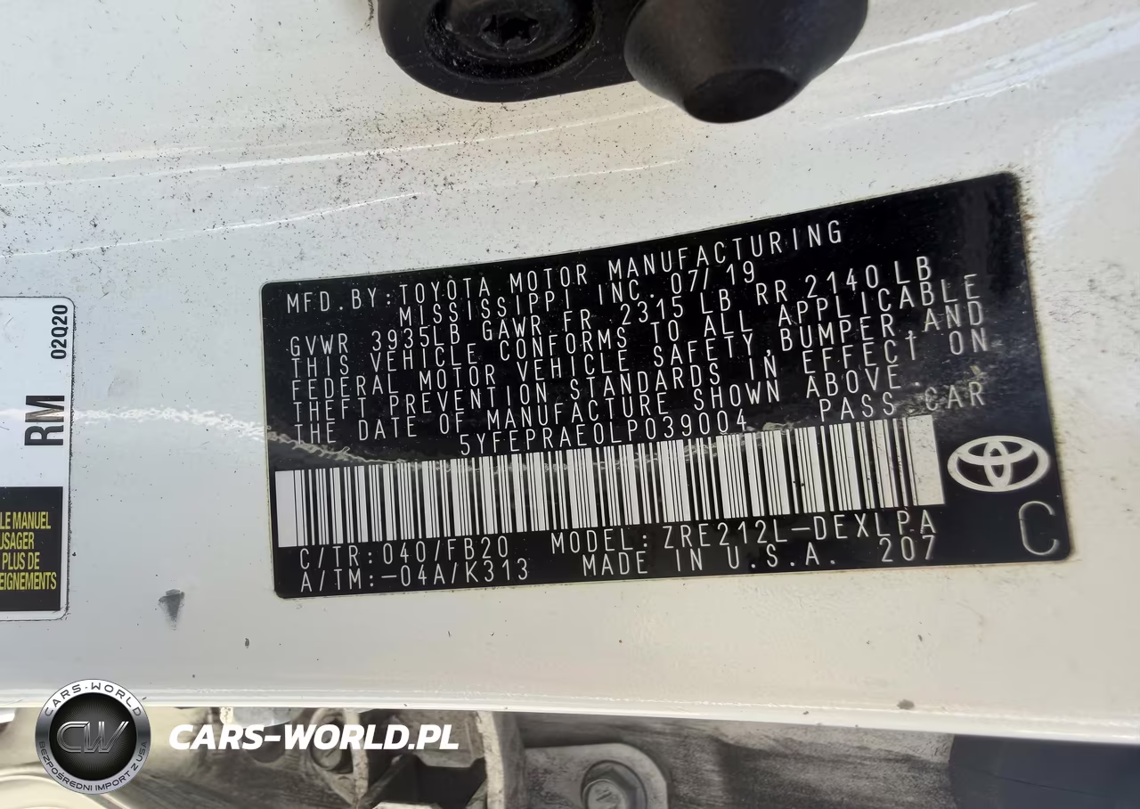 2020 Toyota Corolla Le VIN:5YFEPRAE0LP039004 - 9