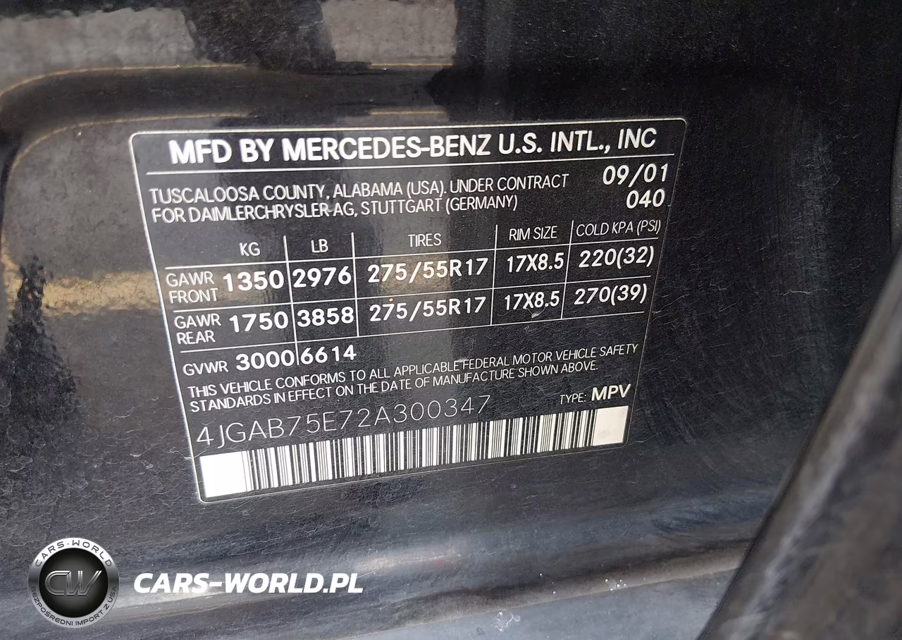 2002 Mercedes-Benz Ml 500 VIN:4JGAB75E72A300347 - 9