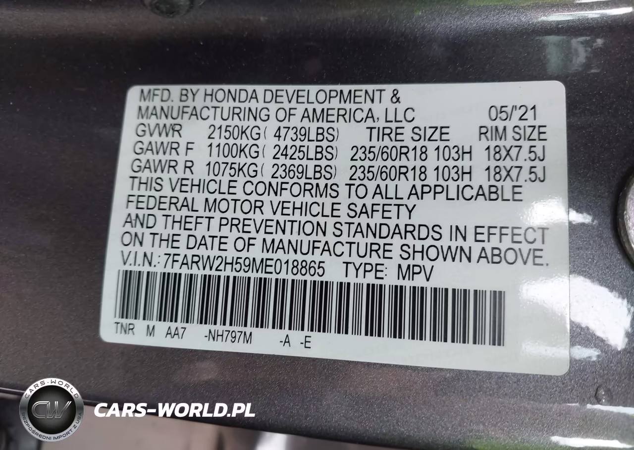 2021 Honda Cr-V Awd Ex VIN:7FARW2H59ME018865 - 9