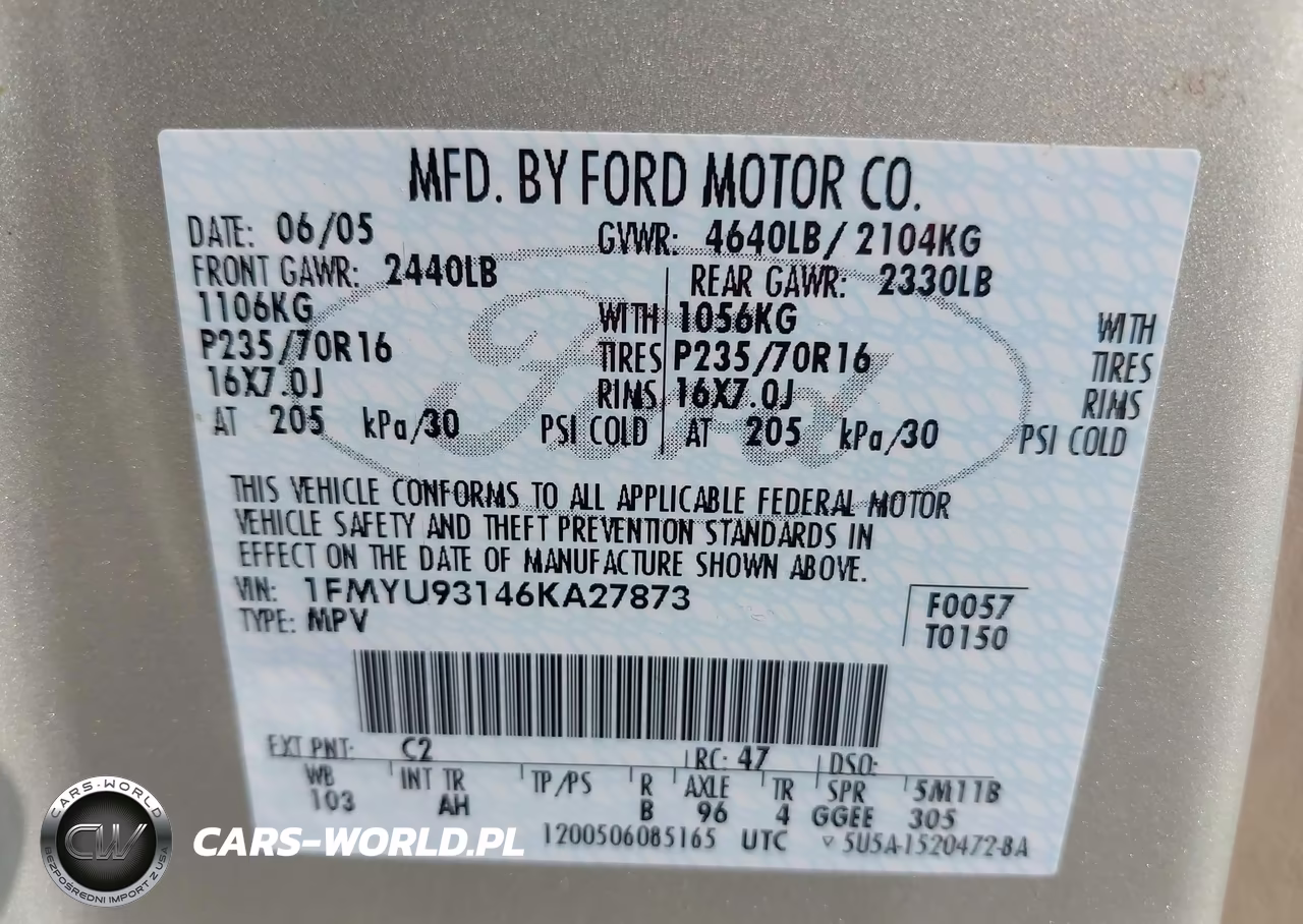 2006 Ford Escape Xlt-Xlt Sport VIN:1FMYU93146KA27873 - 9