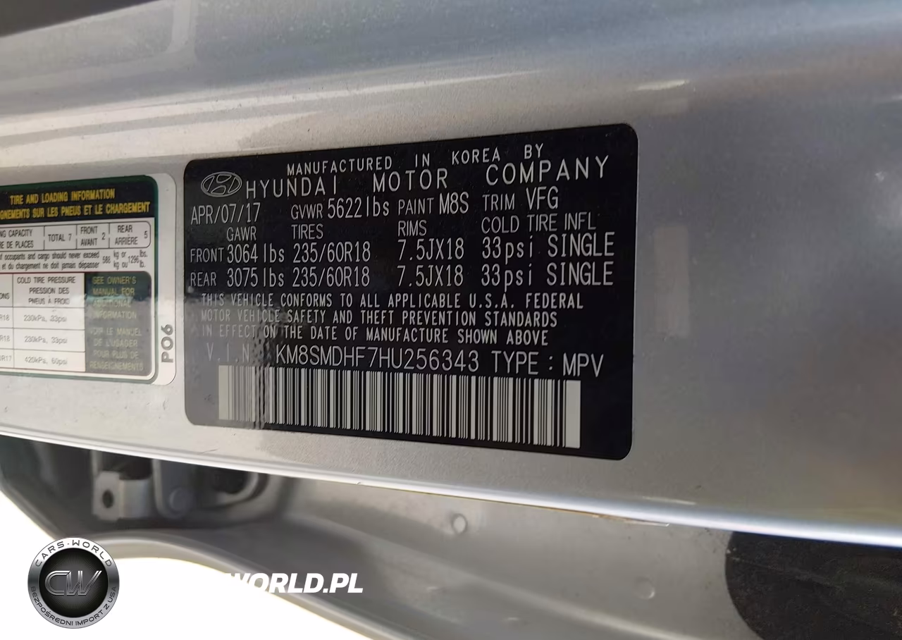2017 Hyundai Santa Fe Se VIN:KM8SMDHF7HU256343 - 9