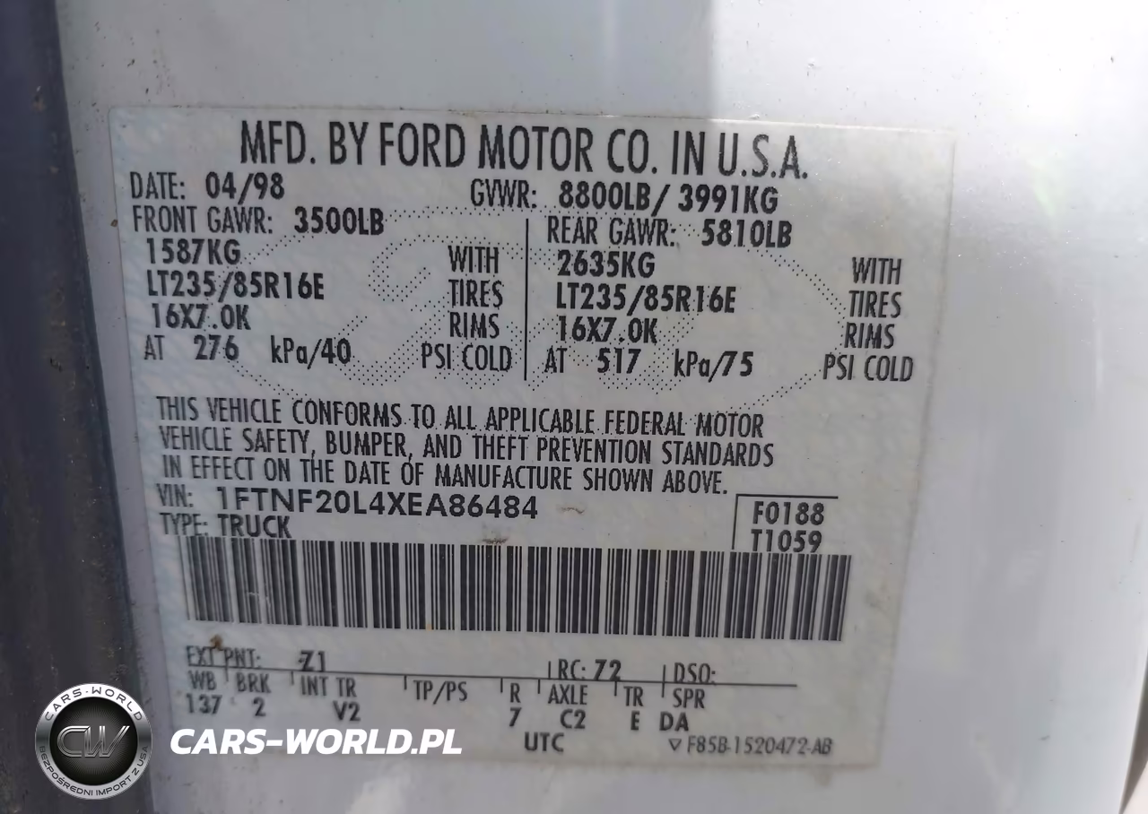1999 Ford F-250 Lariat-Xl-Xlt VIN:1FTNF20L4XEA86484 - 9
