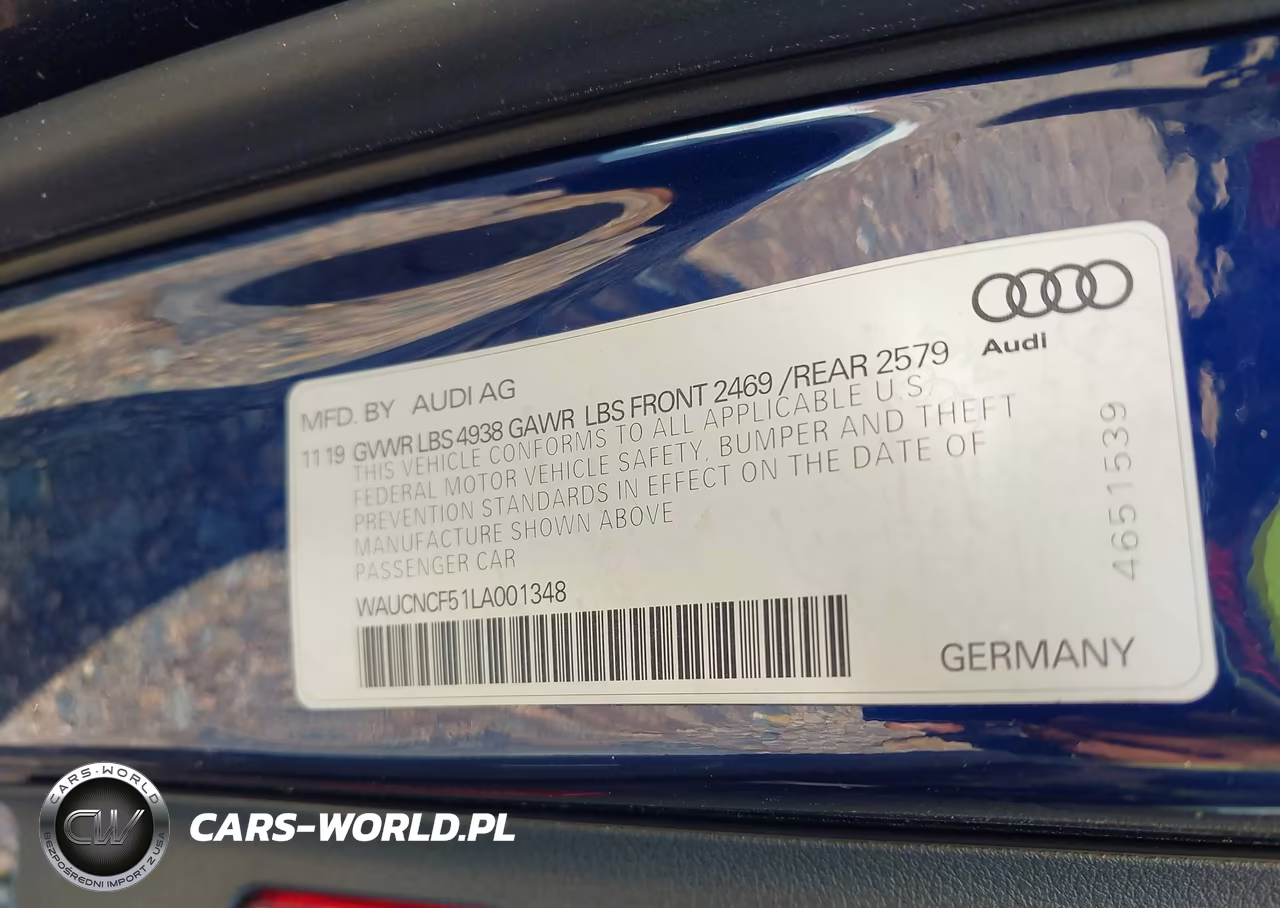 2020 Audi A5 Sportback Premium Plus 45 Tfsi Quattro S Tronic VIN:WAUCNCF51LA001348 - 9