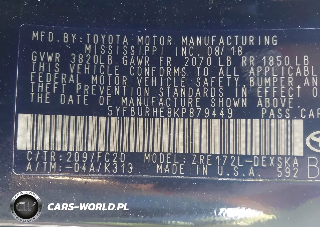 2019 Toyota Corolla Se VIN:5YFBURHE8KP879449 - 9