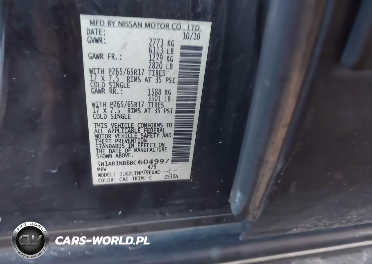 2011 Nissan Pathfinder Sv VIN:5N1AR1NB6BC604997 - 9