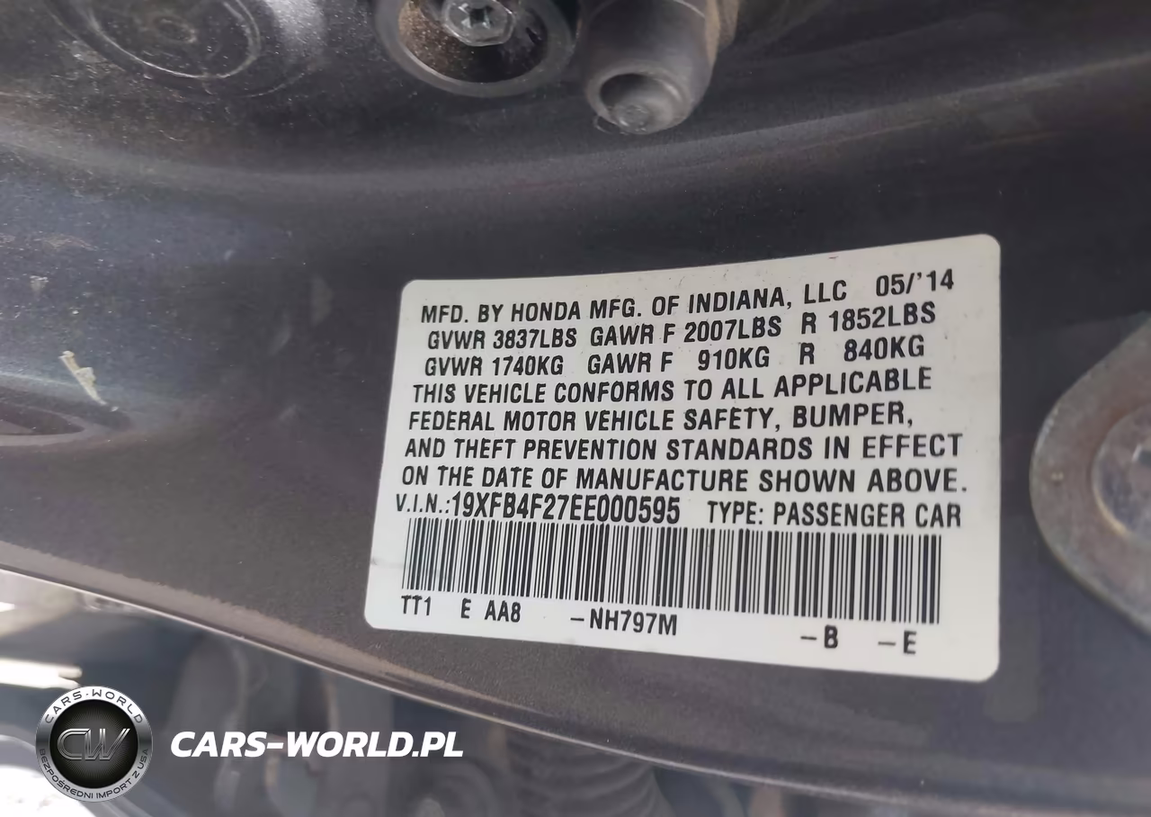 2014 Honda Civic Hybrid VIN:19XFB4F27EE000595 - 9