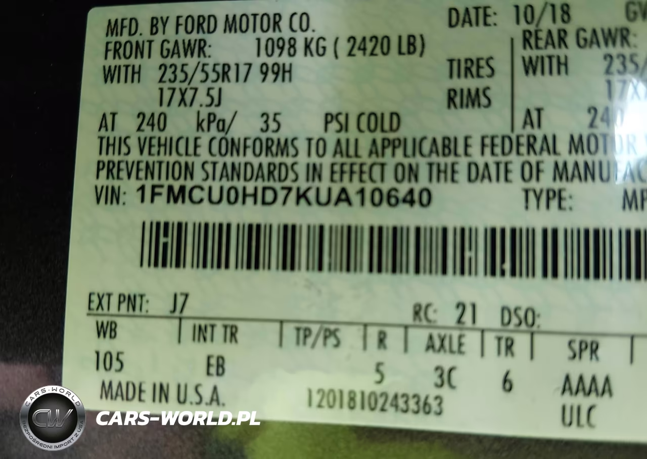2019 Ford Escape Sel VIN:1FMCU0HD7KUA10640 - 9
