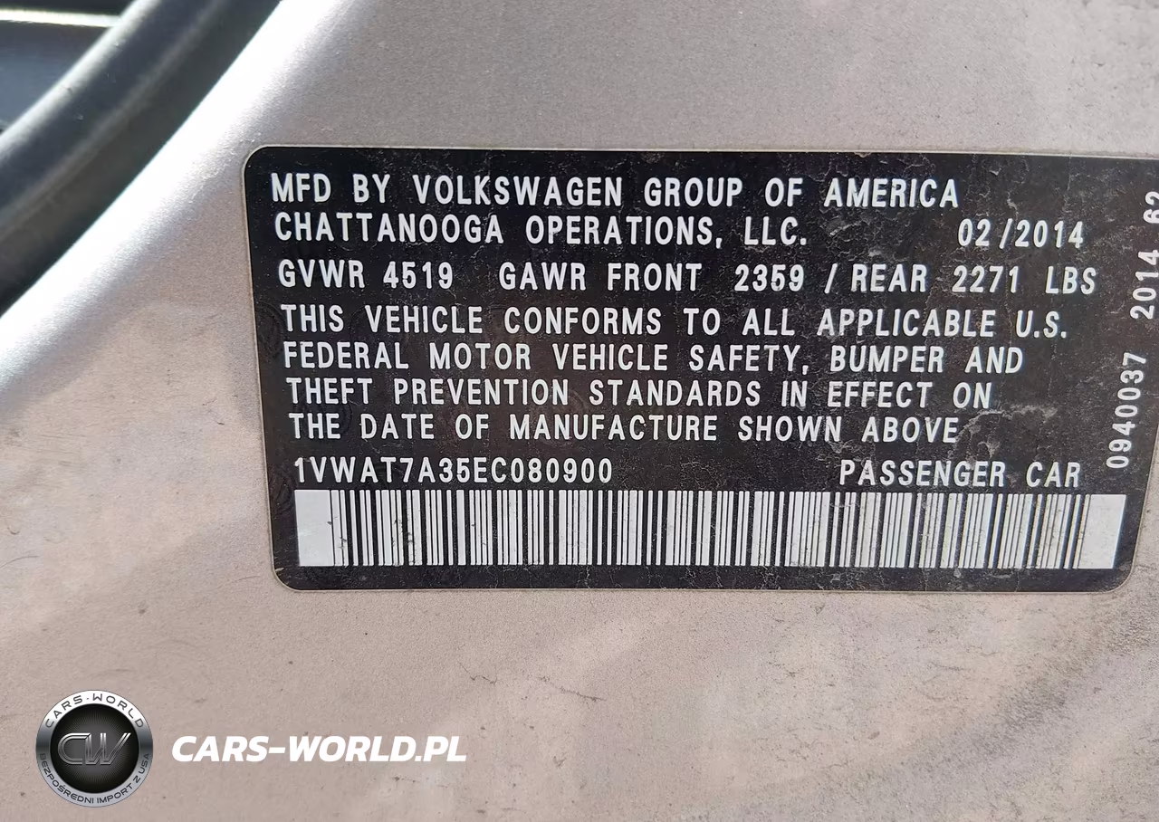 2014 Volkswagen Passat 1.8T Wolfsburg Edition VIN:1VWAT7A35EC080900 - 9