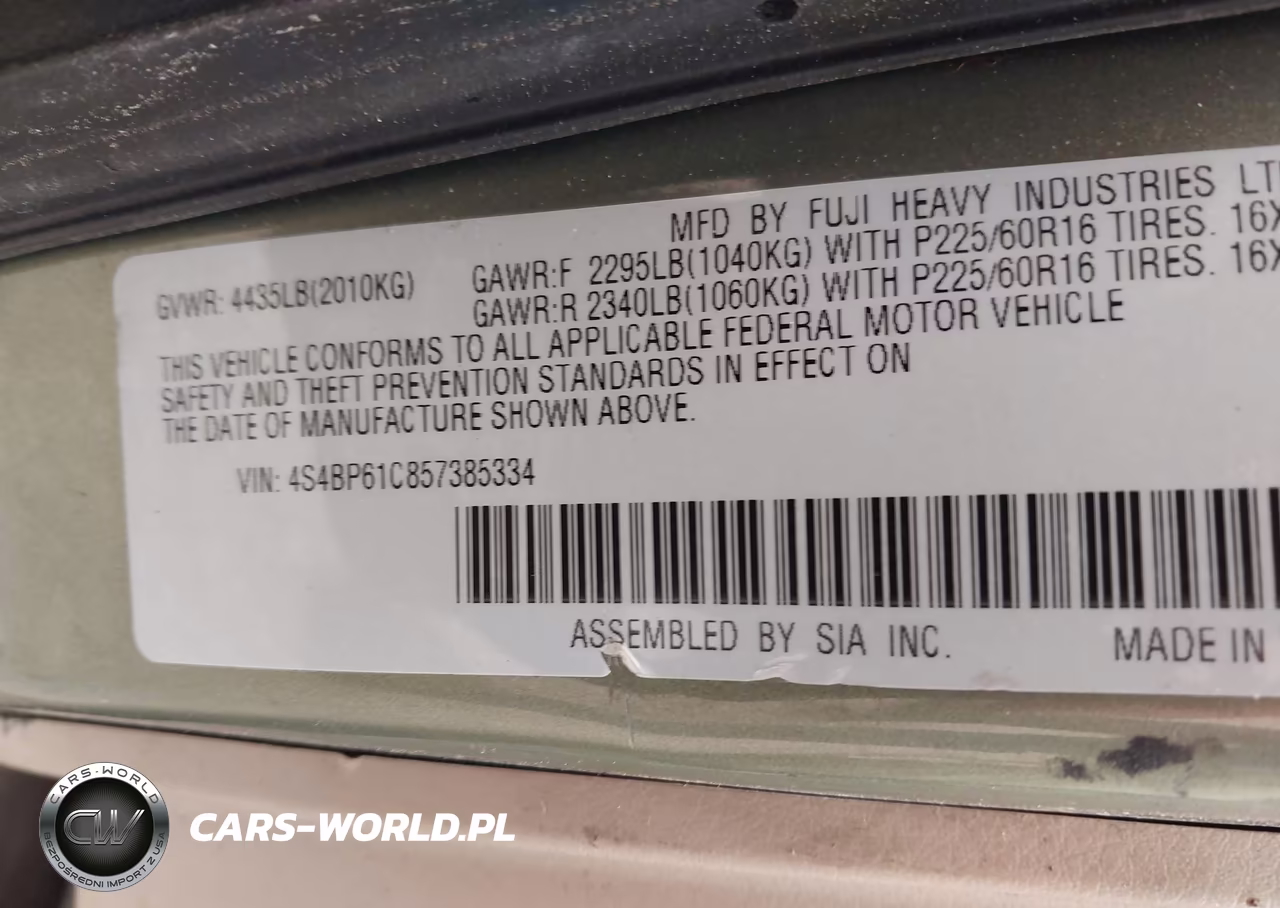 2005 Subaru Outback 2.5I VIN:4S4BP61C857385334 - 9