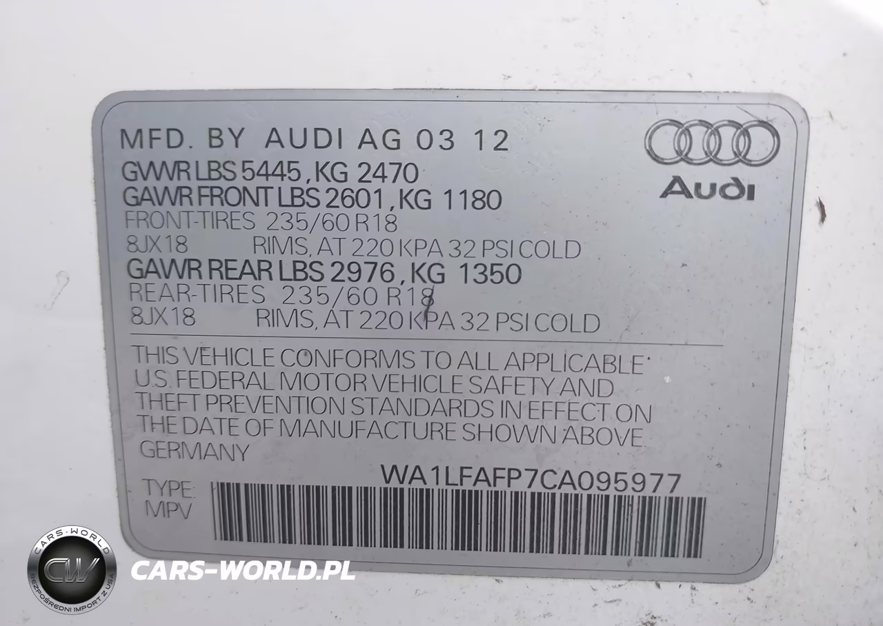 2012 Audi Q5 2.0T Premium VIN:WA1LFAFP7CA095977 - 9