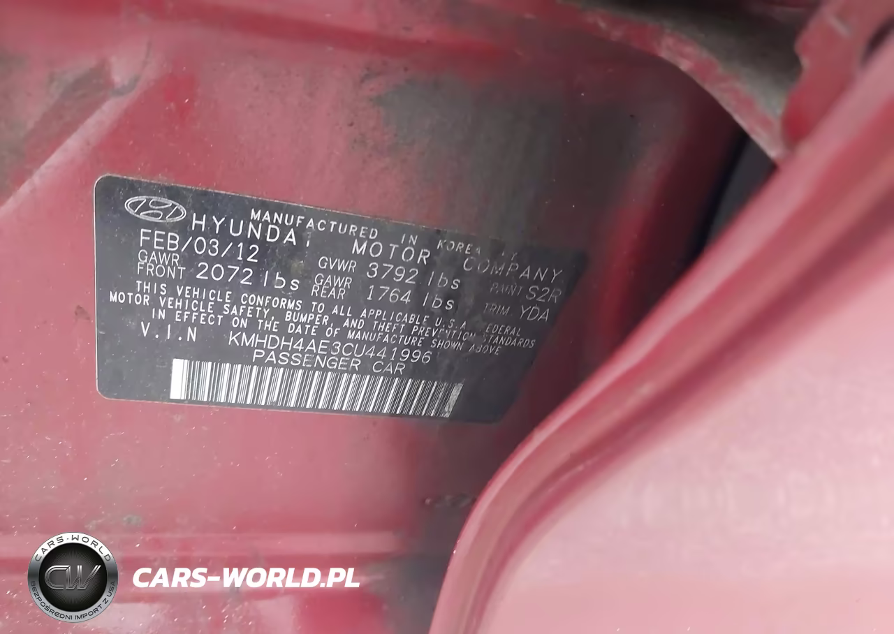 2012 Hyundai Elantra Gls (Ulsan Plant) VIN:KMHDH4AE3CU441996 - 9