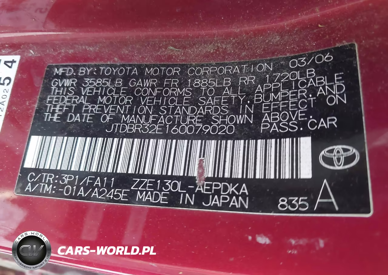 2006 Toyota Corolla Ce VIN:JTDBR32E160079020 - 9