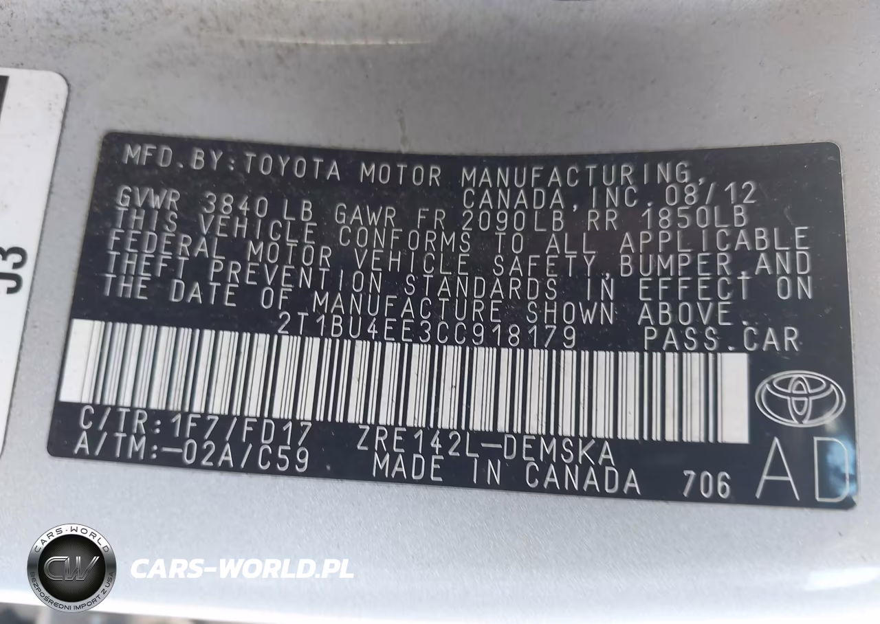 2012 Toyota Corolla S VIN:2T1BU4EE3CC918179 - 9