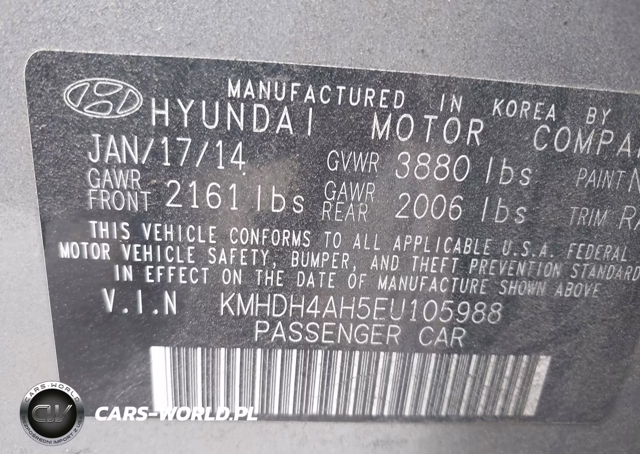2014 Hyundai Elantra Sport VIN:KMHDH4AH5EU105988 - 9