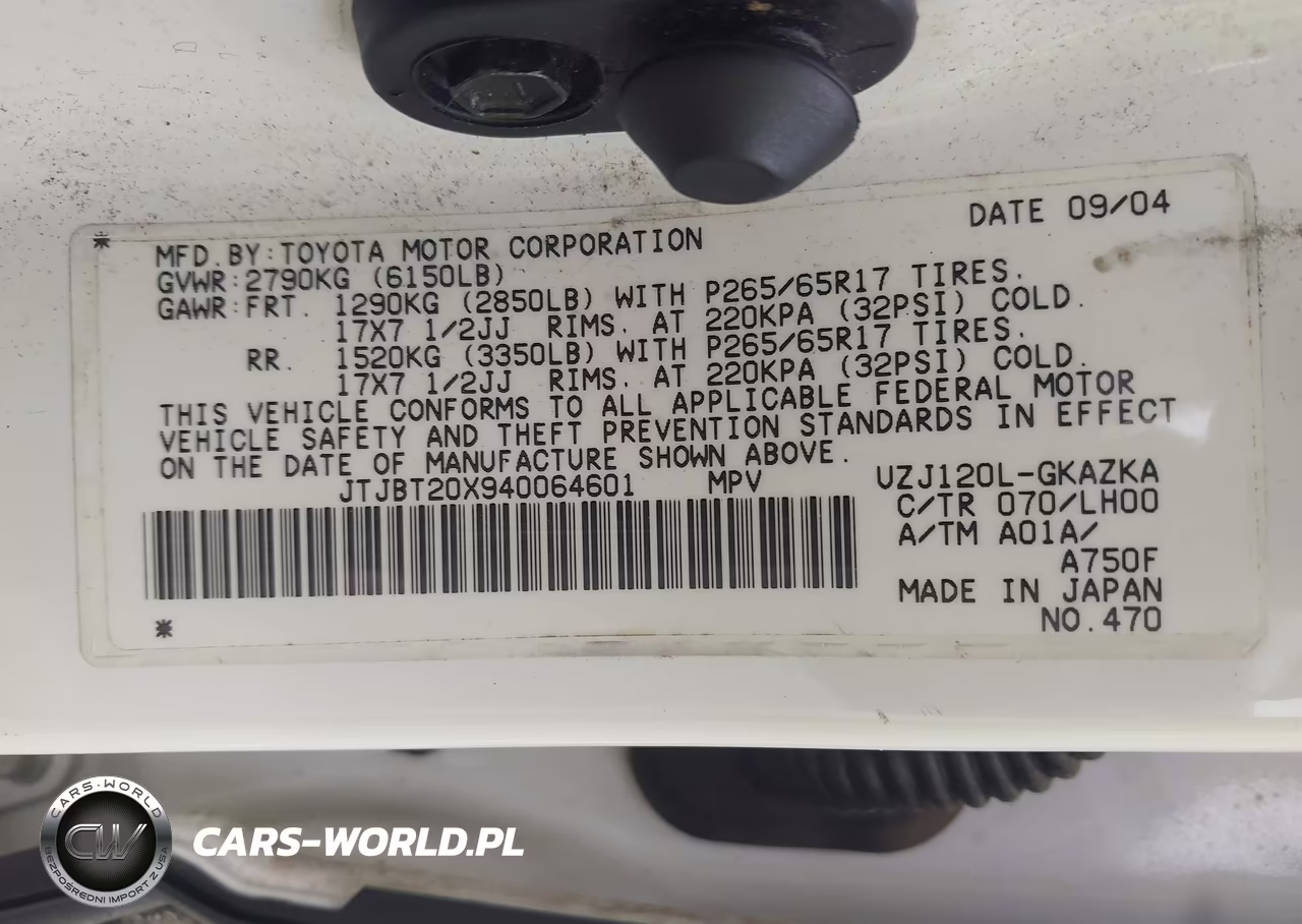 2004 Lexus Gx 470 VIN:JTJBT20X940064601 - 9