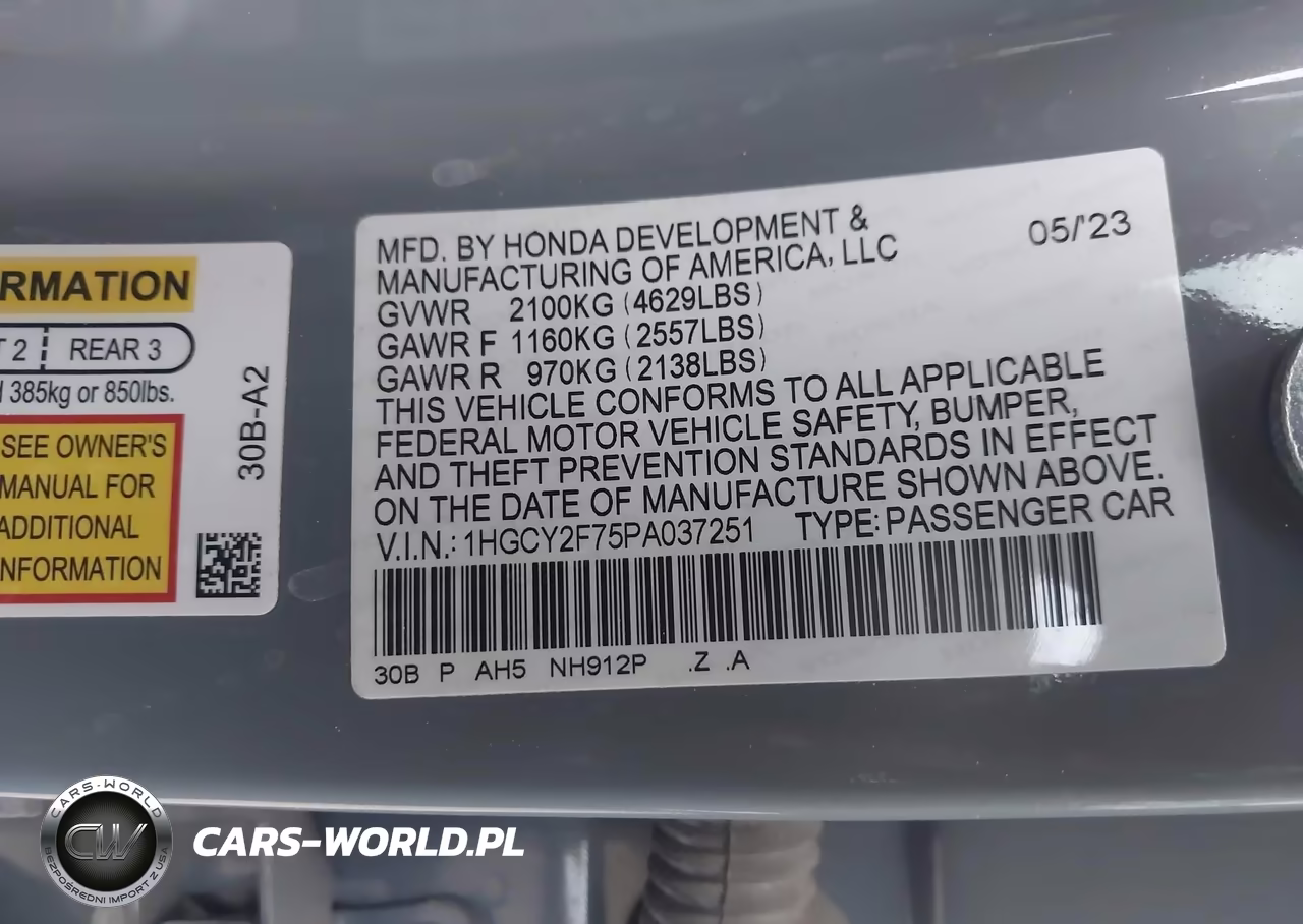 2023 Honda Accord Hybrid Sport-L VIN:1HGCY2F75PA037251 - 9