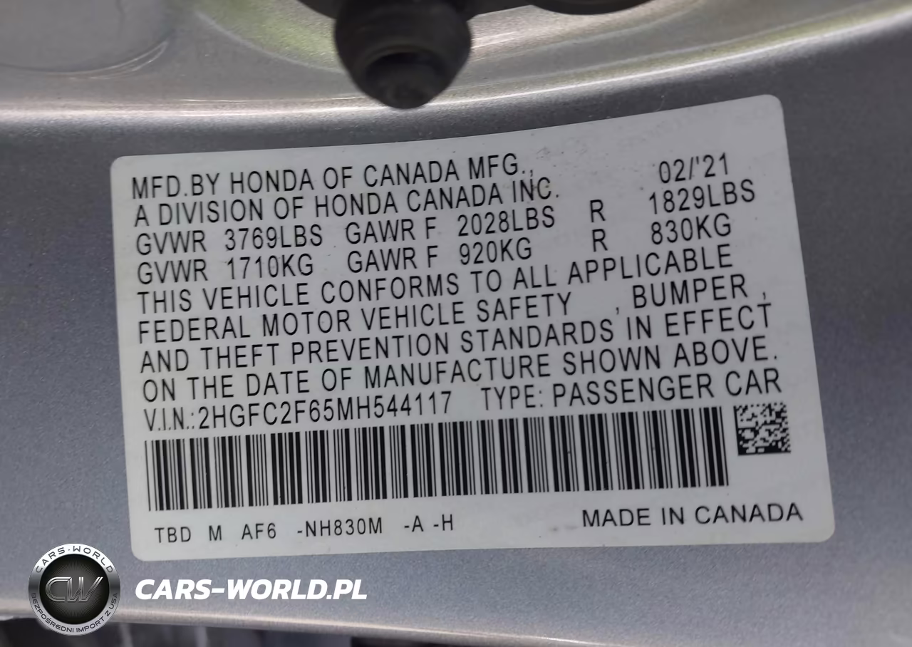 2021 Honda Civic Lx VIN:2HGFC2F65MH544117 - 9