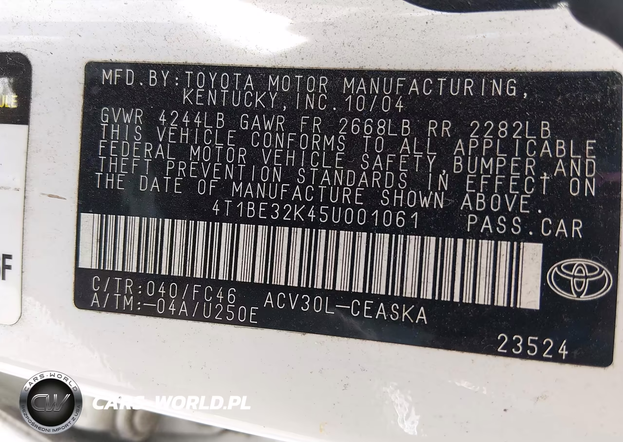 2005 Toyota Camry Se VIN:4T1BE32K45U001061 - 9