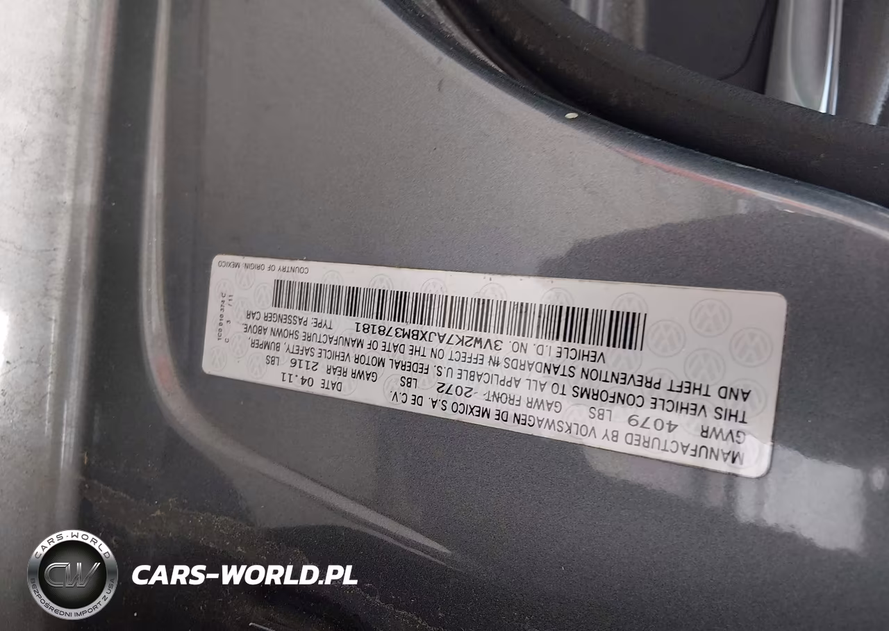 2011 Volkswagen Jetta 2.0L S VIN:3VW2K7AJXBM378181 - 9