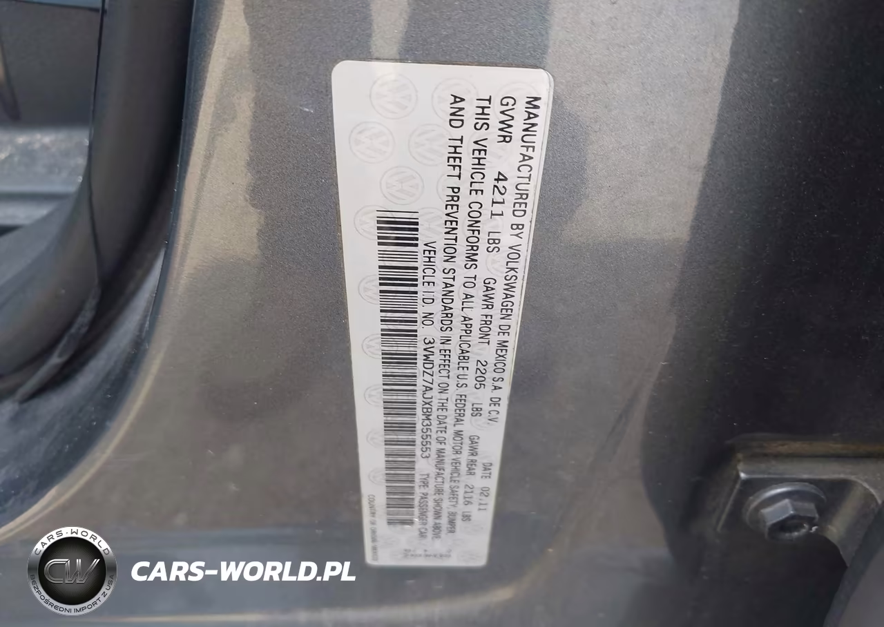 2011 Volkswagen Jetta 2.5L Se VIN:3VWDZ7AJXBM355553 - 9
